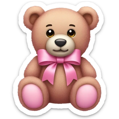 pink bow teddy bear solo sticker