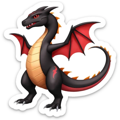 Black lanky elegant handsome cool beautiful Shiny-Charizard-Salazzle-Seviper-Salandit-fusion sticker
