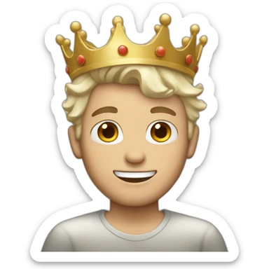 wawy hair white boy with a crown sticker