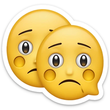 two unhappy yellow emojis overlapping 50% sticker