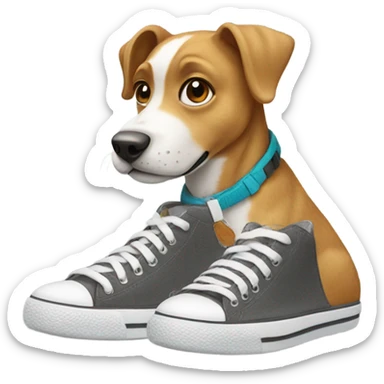Dog wearing sneakers sticker