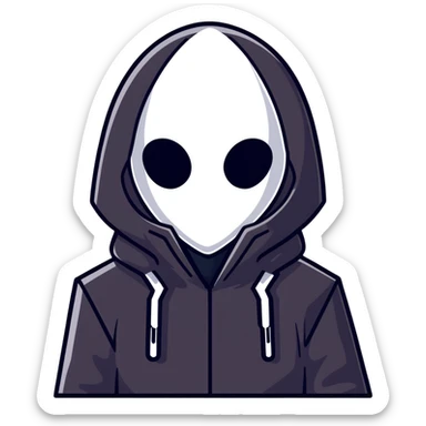 Squid Game Front Man with black geometric mask and black coat sticker