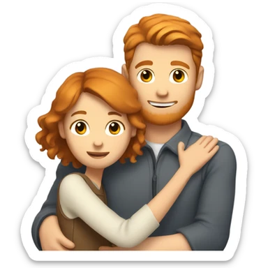 Brown hair girl hugging ginger White guy sticker