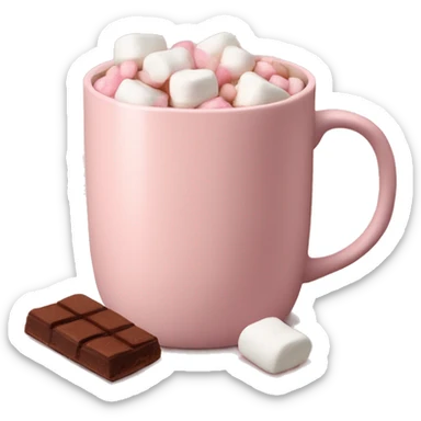 pale pink mug of cacao with mini marshmallows  sticker