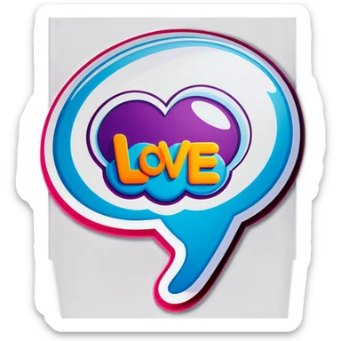 Bright color wording bubble letters all capitalized saying WE LOVE BUFOS sticker