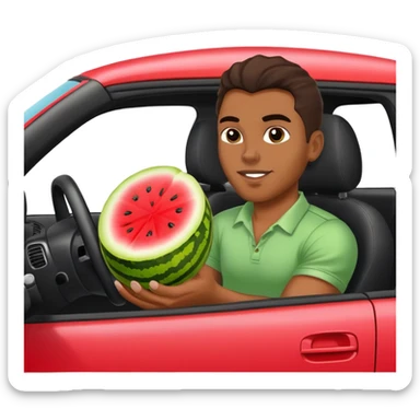 Black man driving hellcat and eating watermelon  sticker
