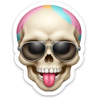 Skull wearing sunglasses and tongue sticking out sticker