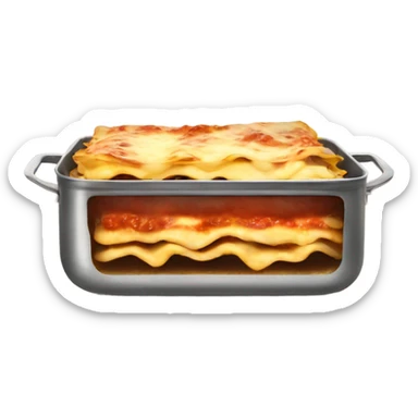 Lasagna in pan steam coming off sticker