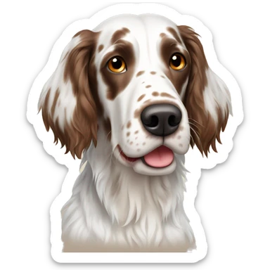 Goofy White and Brown english setter with Brown ear  sticker