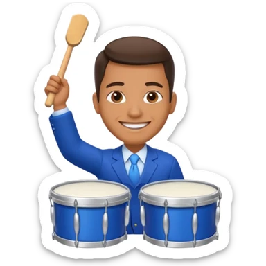 Blue presidential candidate with blue drums in front of him sticker