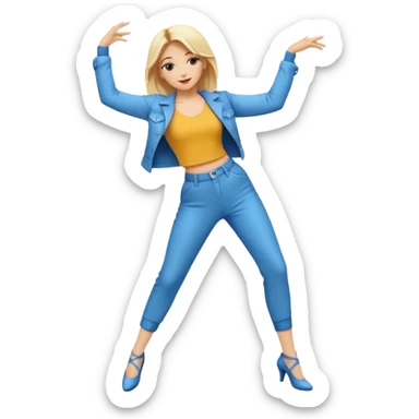 full body emoji of a fashionable blonde woman in a dynamic dance pose sticker