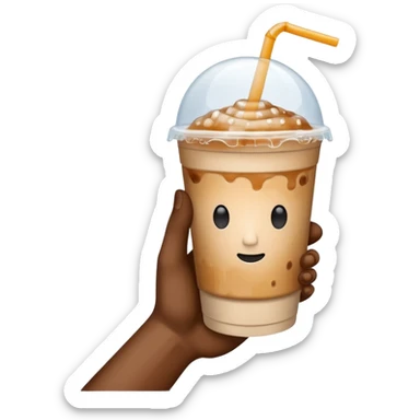 a white hand holding an iced coffee but just the hand and the cup, no faces sticker