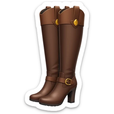Dark brown tall leather boots with heels sticker