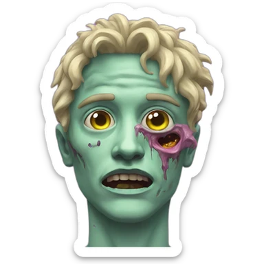 Vaporwave person, half person face half zombie face sticker
