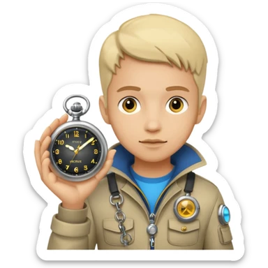 future Explorer with futuristic pocket watch sticker