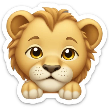 cute lion cub lying on his back sticker