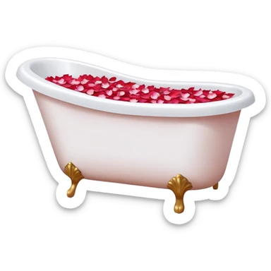 A white bathtub with warm water, with flower petals, romantic lush warm colors sticker