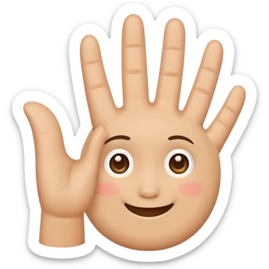 cute waving hand emoji with a subtle smile on the palm, only the hand, expressive and friendly sticker