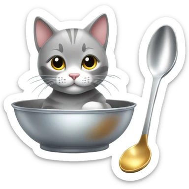 The cat and the cradle in a silver spoon  sticker
