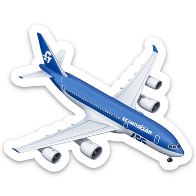Scandinavian Airlines airplane with blue and white colors sticker