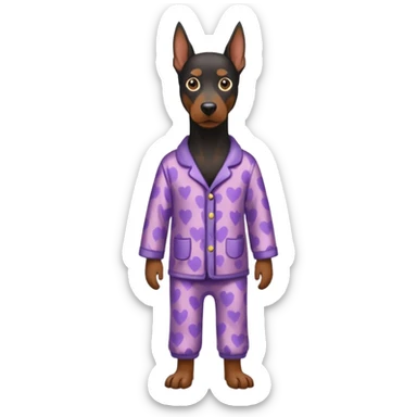 Doberman with pajamas on sticker