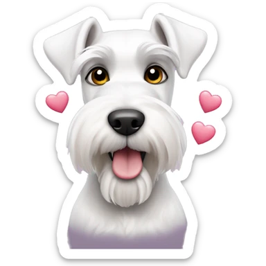 White schnauzer dog with hearts sticker