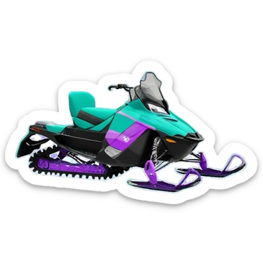  teal snowmobile with purple hints on the side and front Polaris R9 sticker