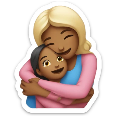 Mom and daughter are hugging sticker