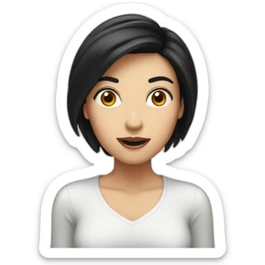 white woman black hair surprised sticker