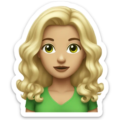 blonde girl green eyes blow out hair  sticker