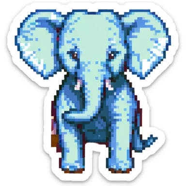 Cocofanto elephanto, pixel art style, standing pose, simple background, pastel palette sticker