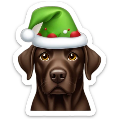 chocolate labrador christmas hat sticker