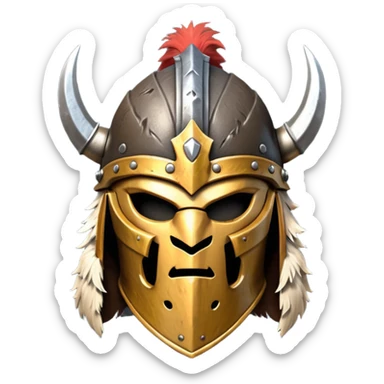 barbarian helmet object icon, rough metal helmet, fur details, leather straps, battle-worn scratches, fantasy style, 3D cartoon, mobile game icon style, centered, clean background, soft shadow, no text, no watermark

 sticker