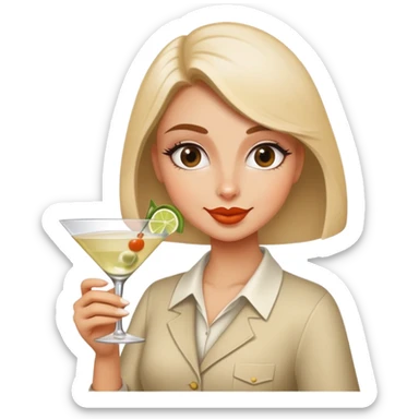 Silly goose girl with martini sticker
