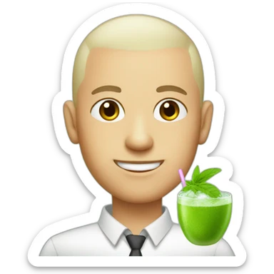 shaved hair boy teacher with mojito sticker