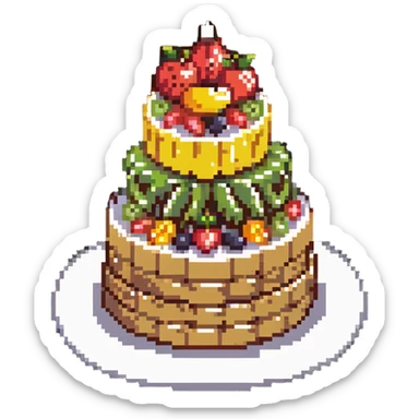 dangao Chinese birthday cake with fruit toppings sticker