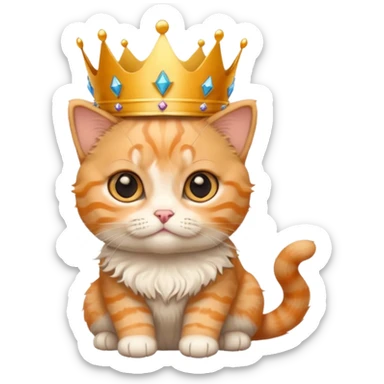 Orange Scottish-fold ears kitten with crown queen  sticker