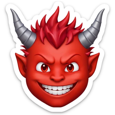 Smiling devil emoji with hair sticker