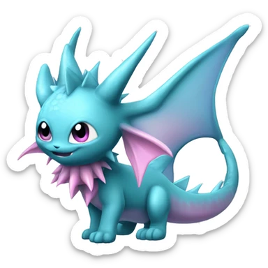 Pink Edgy Vaporeon dragon With Fins and spikes full body sticker