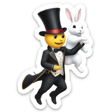 magician pulling a white rabbit out of a tophat sticker
