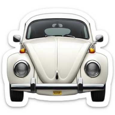 VW beetle Herbie color blanco vista frontal sticker