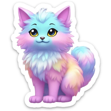 Shiny Sparkly Colorful Pastel Fluffy beautiful fantasy Kawaii Ethereal Anthro Sona Fakemon-animal Full Body sticker