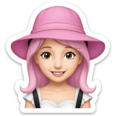 ariana rande wearing Pink Hat, white dress sticker