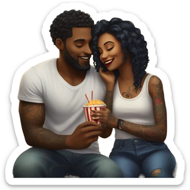 Romantic carnival date for beautiful tattooed couple sticker