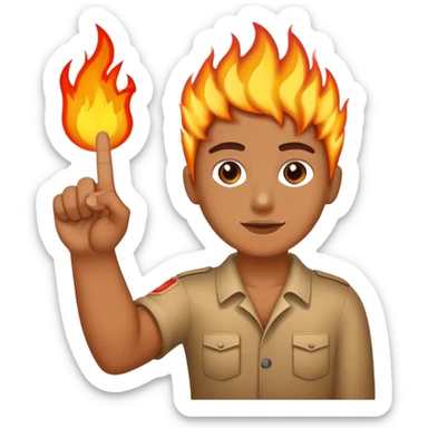 hand numebr 3 sign with fire and person sticker