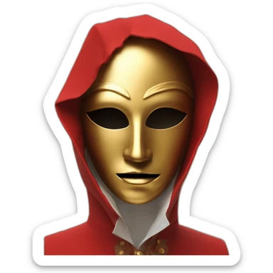 distant view of abstract renaissance mask in red coat, 4K resolution sticker