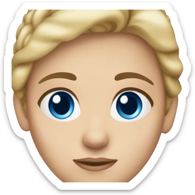 dark blonde hair blue eyed woman oval face light eyebrows sticker