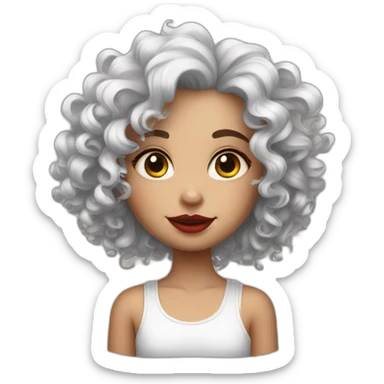 White Red curly girl with tatoos sticker