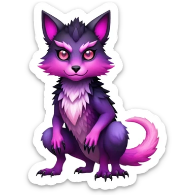 Cool Edgy Black-pink-purple-gradient badass Fionbri-Vernid-Trico-animal-creature full bodyd sticker
