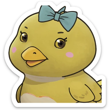 yellow chick cute with a bow sticker